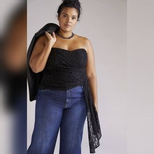 NWT Mare x Anthropologie Black Lace Corset Lingerie Dressing Strapless Top